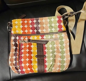 Franco Sarto Crossbody Purse Boho Color Polka Dot Handbag Pockets - Picture 1 of 8
