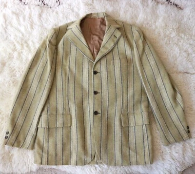 Handwoven WOOL MOHAIR CASHMERE MAGEE OF DONEGAL STRIPED Jacket BLAZER 40 Ireland - Image 1 of 4