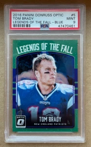 2016 Donruss Optic TOM BRADY /149 Blue Prizm HOLO Legends Of The Fall PSA 9 MINT - Foto 1 di 2