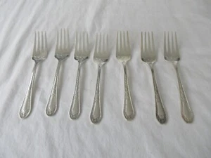 7er Set ~ ~ Oneida Community Teller ~ 6" Salatgabeln ~ ~ Vintage Muster ~ sauber!!! - Bild 1 von 9