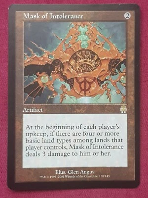 Magic The Gathering APOCALYPSE MASK OF INTOLERANCE artifact card MTG - Image 1 of 2