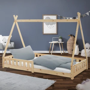 Cama infantil tipi anticaída natural en madera de pino y somier 200x90cm - Imagen 1 de 7