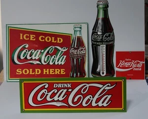 Reproduktion Coca Cola Schilder & Thermometer - ideal für Anfänger Sammler  - Bild 1 von 9