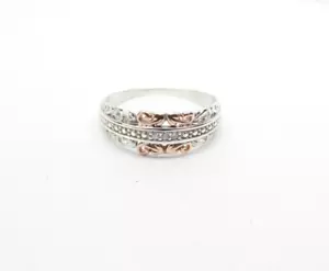 Anillo Clogau Oro Plata y Oro Rosa 9ct Diamante Am Byth Talla Q 1/2 - Imagen 1 de 8