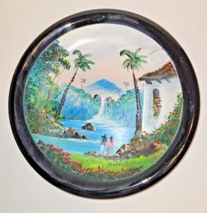 Prima Ceramica 10" Hand Painted Plate Artist Signed Textured Waterfall Scene Art - Picture 1 of 8