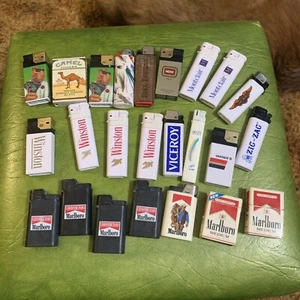 VINTAGE CIGARETTE LIGHTER LOT CAMEL MARLBORO VICEROY HARLEY DAVIDSON WINSTON - Picture 1 of 13