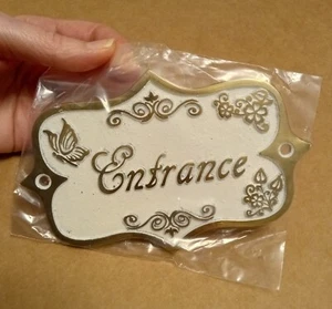 The Metal Foundry UK Vintage Handmade ENTRANCE Door Sign Plaque Recycled Brass - Picture 1 of 8