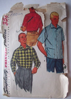 50's Mens sport shirt pattern 1407 size medium 38-40 - Image 1 of 2