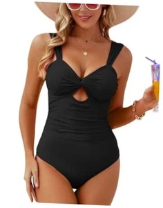One Piece Swimsuit Women Tummy Control Cut Out High Waisted X-Large A Black - Picture 1 of 6