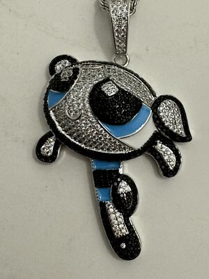 CZ Powerpuff Girls Bubbles Pendant With 24” Stainless Steel Chain - Image 1 of 3