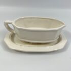 Pfaltzgraff Heritage Gravy Boat Bowl and Under Plate WHITE 433 -Excellent 