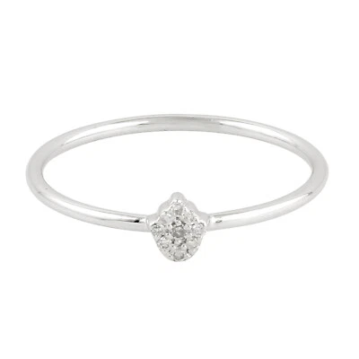 Genuine Diamond Stacking Ring 18k White Gold Jewelry Gift for Women Size 7 - Image 1 of 4