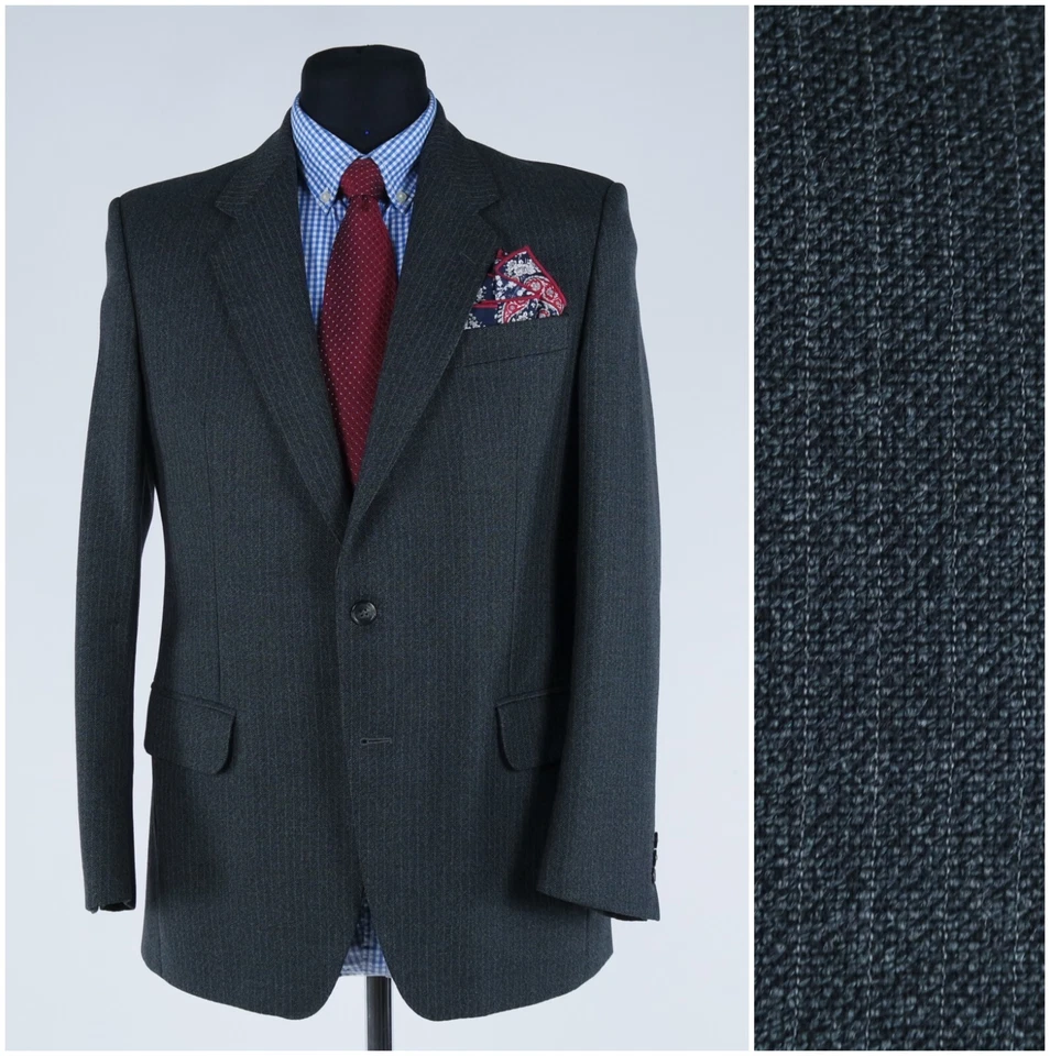 Mens Striped Blazer 40S UK Size BUFFALO TWIST Grey Wool Sport Coat Jacket - Image 1 of 4