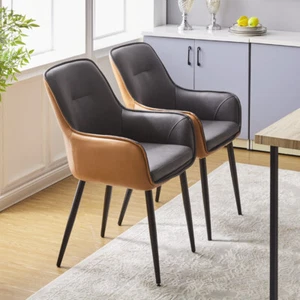 2x Faux Leather Dining Chairs Mix-Color Seat Kitchen Dining Room Modern Chairs - Picture 1 of 18