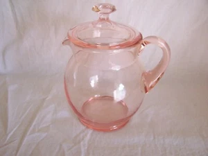 Excellent Vintage Pink Depression Glass 6 1/2" Juice Pitcher with Cover - Picture 1 of 7