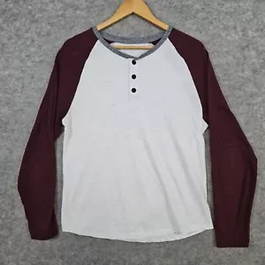 Old Navy Herren Langarm Henley Hemd Gr. S meliert grau & burgund MÄNGEL - Bild 1 von 11
