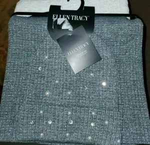Conjunto de sombrero tejido Ellen Tracy para mujer cuentas grises térmicas 2 piezas invierno cálido - Imagen 1 de 8