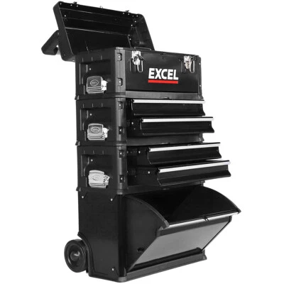 Mobile Roller Chest Trolley Cart Storage Cabinet Tool Box 4 Drawer Garage Black - Image 1 of 4