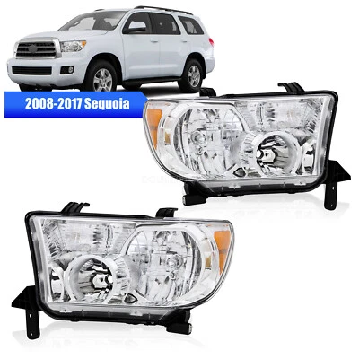 Headlights For 2007-2013 Toyota Tundra 2008-2017 Sequoia Clear Lens Right Left - Image 1 of 4