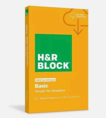 2023 H & R Basic Simple Tax. Federal Only . PC/Mac Download - 2023 Free Shipping - Image 1 of 4