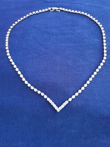 Collar vintage de diamantes de imitación en forma de V 16' - Imagen 1 de 12