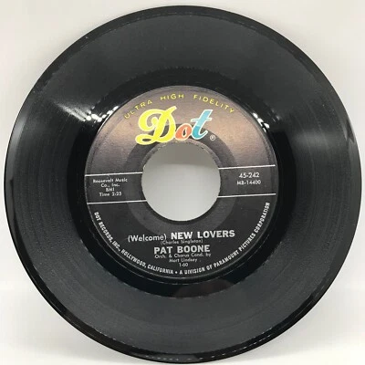 PAT BOONE {EZ Pop 45} NEW LOVERS / THE EXODUS SONG  ♫hear  ~ scarce 45 - Image 1 of 2