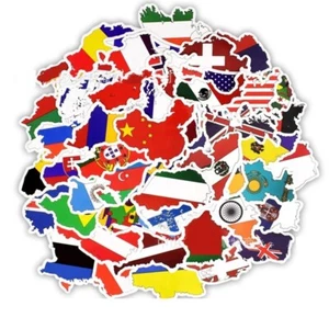 50 Country Shaped World National Flag Sticker Decals Yeti Laptop Free Shipping! - Picture 1 of 2