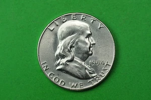 1954-S EDELSTEIN BU neuwertig (Franklin) SILBER HALBER DOLLAR (90 % SILBER) - Bild 1 von 2