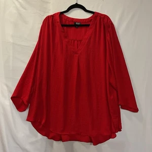 A.N.A. Red V-Neck Loose Fit Pullover Blouse Plus 4X - Picture 1 of 10