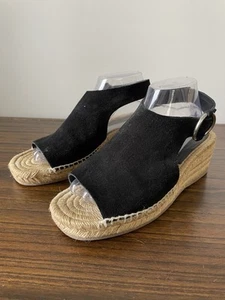 Rag & Bone Calla Espadrille Wedge Sandal Women EU39 US 8.5 NWOB $395 Black Suede - Picture 1 of 10