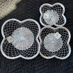 Set Of 3 Vintage Handcrafted Aluminium Baskets - 10, 9 And 8” Across In Size - Picture 1 of 8