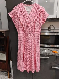 VINTAGE HANDMADE KLEID 50ER/60ER JAHRE ROT & WEISS KARIERT - Bild 1 von 2
