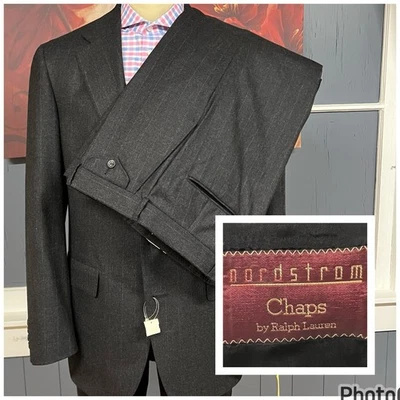 Traje De Colección Chaps Ralph Lauren Para Hombres 43L Largo Lana Pantalones 37-Sin Dobladillo Gris Oscuro Foto 1 de 4