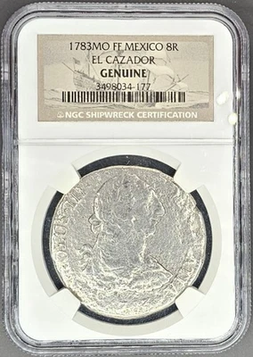 1783 MO FF Mexico El Cazador Shipwreck Silver 8 Reales Pirate Treasure NGC - Image 1 of 4