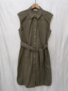Women's Green Button Up Sheath Dress NY & Co Sz LG Classic Stretch Preppy MCM - Picture 1 of 3