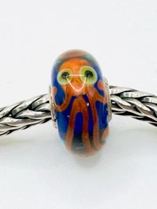 Trollbeads Octopus Critter  Unique  Bead Orange On Blue Older Version - Picture 1 of 8