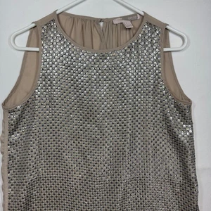 Camicetta donna Forever 21 paillettes argento senza maniche canotta festa taglia small - Foto 1 di 8
