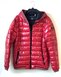 Calvin Klein gefütterte Damenjacke mit Kapuze glänzend rot wasserabweisend Größe M - Bild 1 von 10