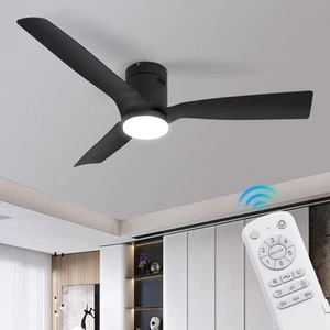 Flush Mount Ceiling Fan 52 inch,with Remote,22W Dimmable LED Light,DC Motor,6... - Picture 1 of 8