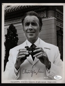 Foto autógrafa firmada por Christopher Lee d.15 James Bond JSA LOTR actor de Star Wars - Imagen 1 de 1
