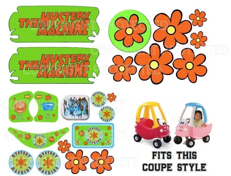 Replacement Decals Fit Little Tikes Cozy Coupe Car MYSTERY Spook Van MACHINE ANN - Imagem 1 de 4