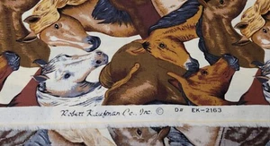 3 Yards - Beautiful Western Horse Fabric by Robert Kaufman Cotton - Picture 1 of 4