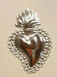 EX VOTO CUORE VOTIVO GRAZIA RICEVUTA IN METALLO CM 10,5×7 PRODUZIONE ITALIANA - Picture 1 of 1