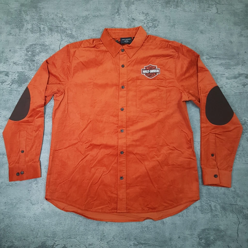 Harley-Davidson Logo Corduroy Long Sleeve Woven Shirt 96148-23VM Men's Size XL