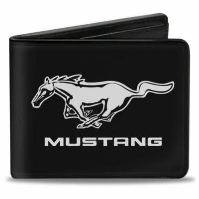 Buckle Down Ford Mustang Black White Logo Centered Vegan Leather Wallet - Image 1 of 3