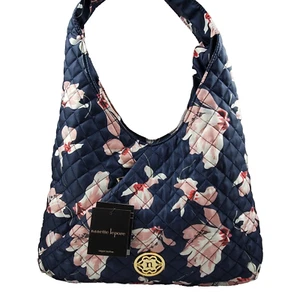 Nanette Lepore Washable Knot Hobo Shoulder Bag Purse Navy Blue Blossom New - Picture 1 of 11