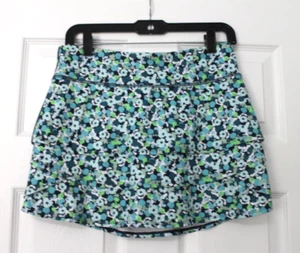 Athleta Girls Swing Skort Kids XL/14 Blue Green Floral Tiered Ruffle Tenniscore - Picture 1 of 4