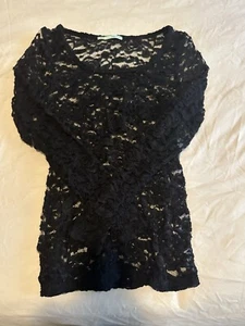 Maurices Lace Blouse Shirt Womens Small Black See Through Long Sleeve - Picture 1 of 5