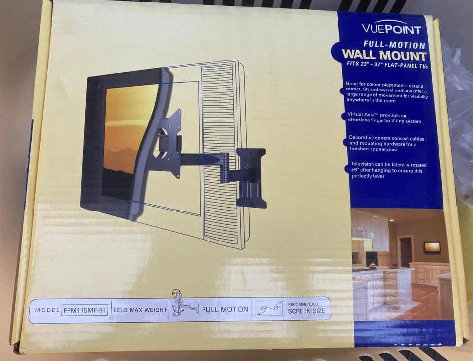 Soporte de pared para TV Vue Point Full-Motion compatible con 23-37 pulgadas. Televisores de pantalla plana Foto 1 de 1