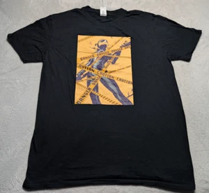 Akibento Large Black Caution Anime Pin-Up Graphic T-Shirt Danger Tape Design - Picture 1 of 5
